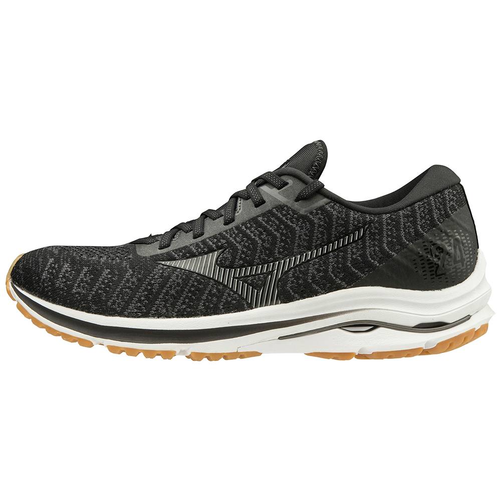 Mizuno Wave Rider 24 WAVEKNIT™ 2E (Wide) Férfi Futócipő Fekete/Sötét Szürke VLO842091